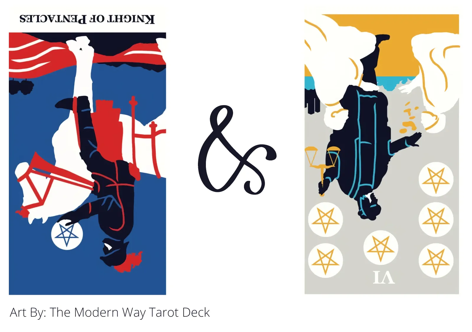 knight of pentacles reversed and six of pentacles reversed tarot cards together