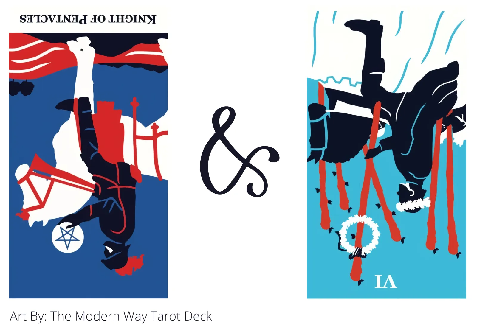 knight of pentacles reversed and six of wands reversed tarot cards together