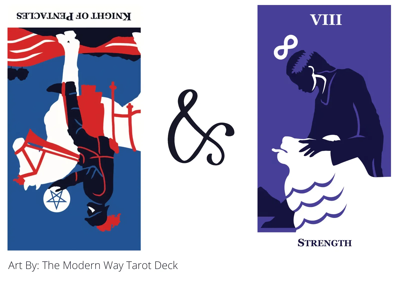 knight of pentacles reversed and strength tarot cards together