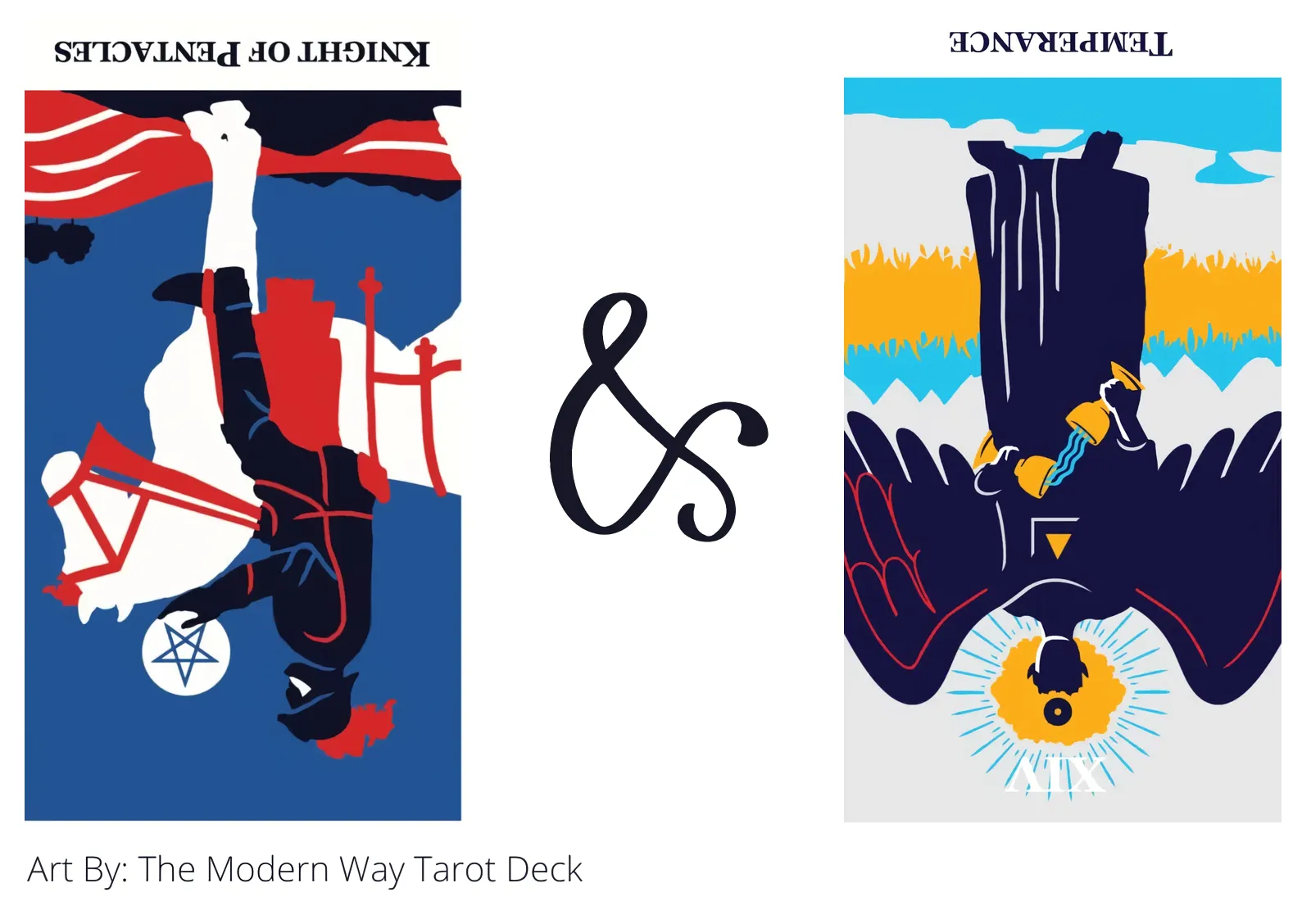 knight of pentacles reversed and temperance reversed tarot cards together