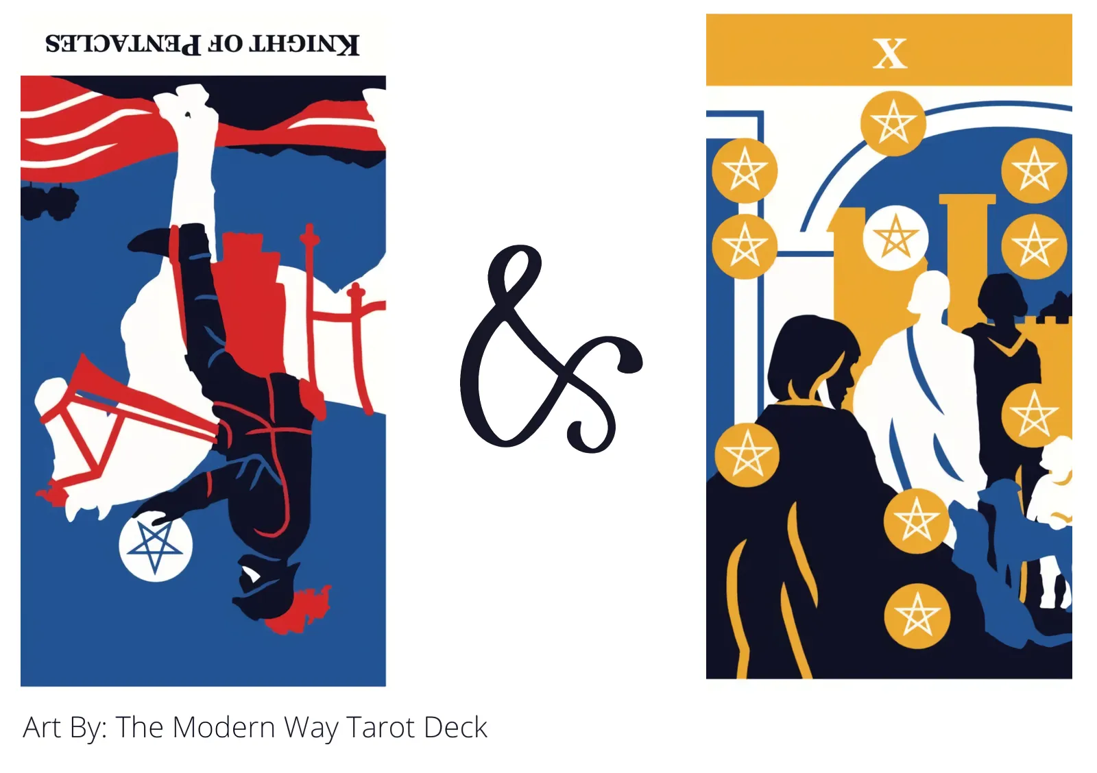 knight of pentacles reversed and ten of pentacles tarot cards together
