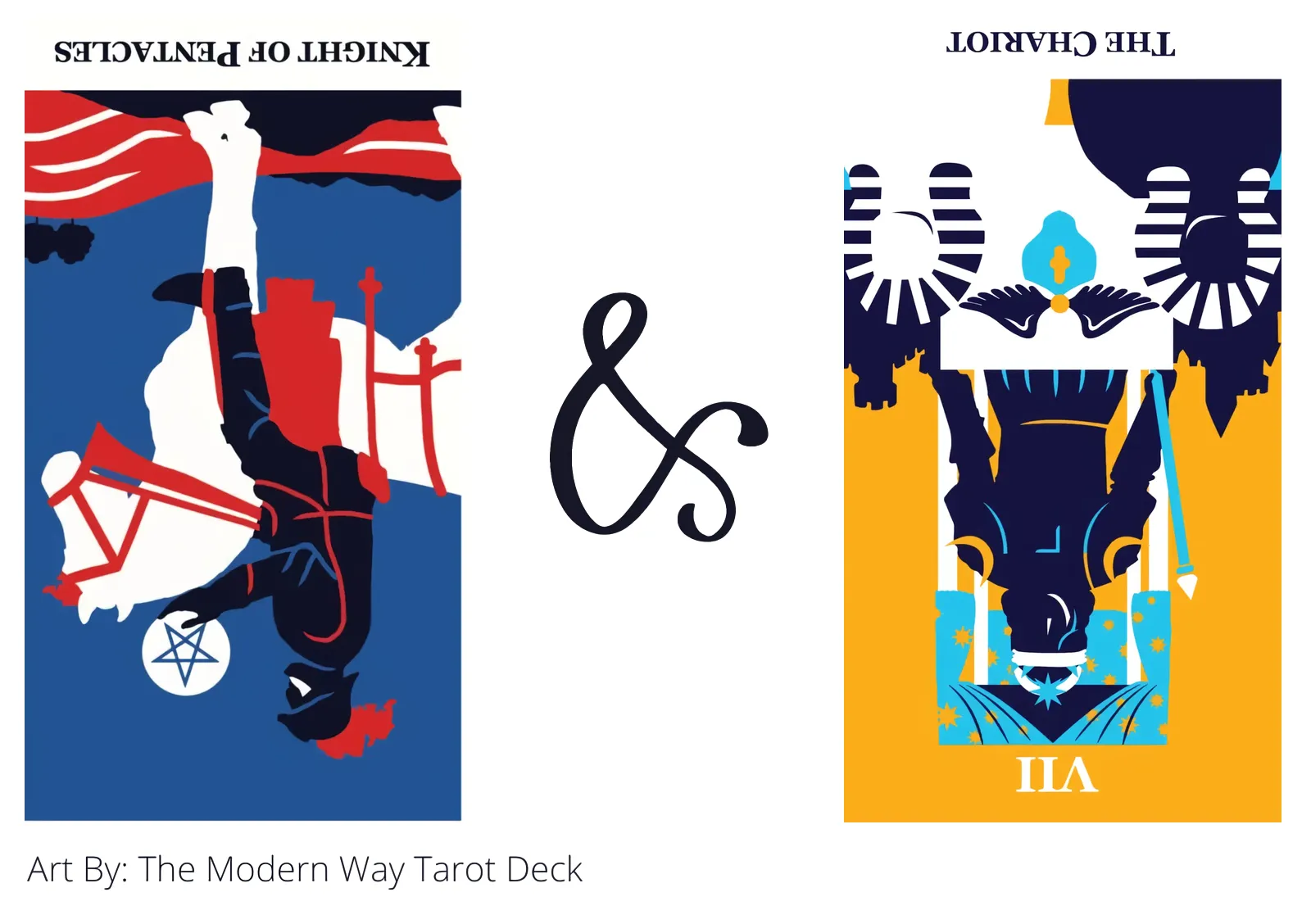 knight of pentacles reversed and the chariot reversed tarot cards together