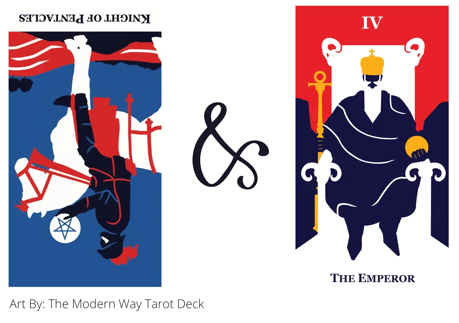 knight of pentacles reversed and the emperor tarot cards together