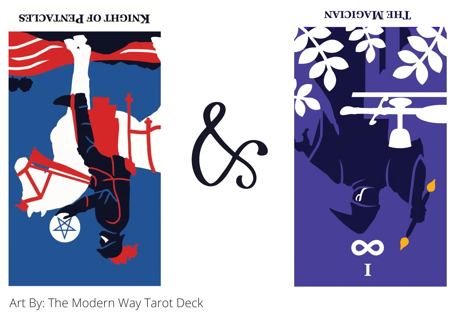 knight of pentacles reversed and the magician reversed tarot cards together