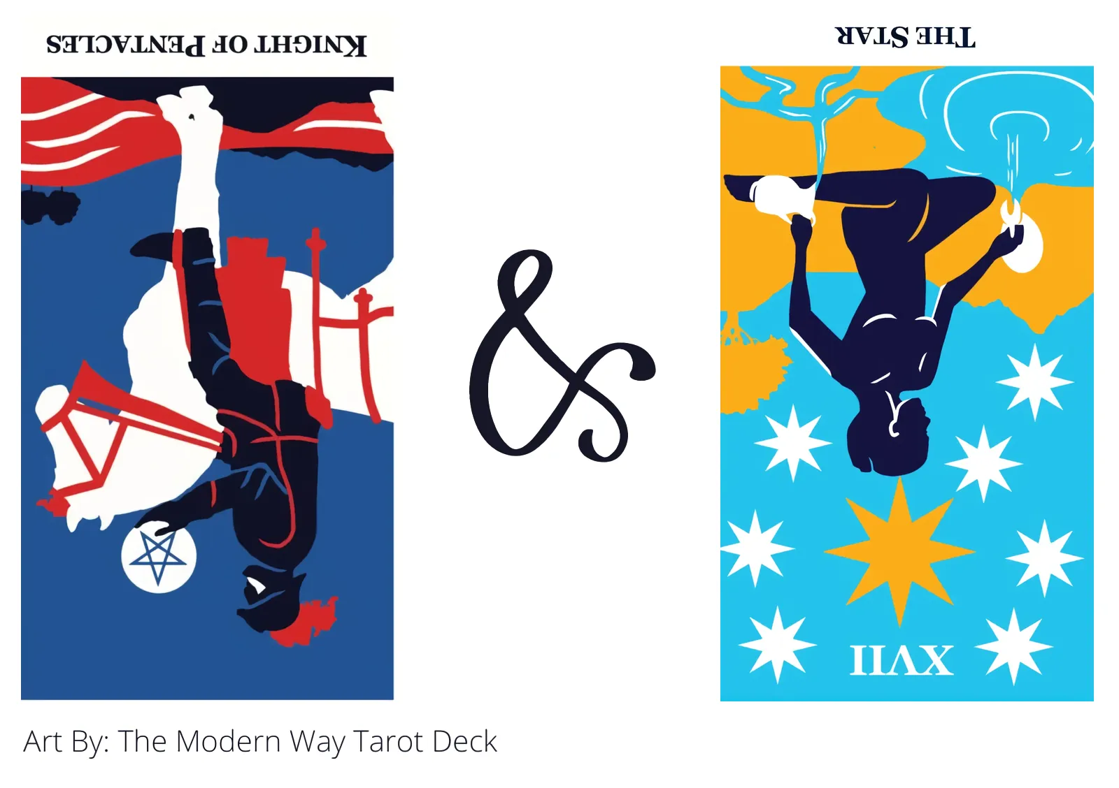 knight of pentacles reversed and the star reversed tarot cards together