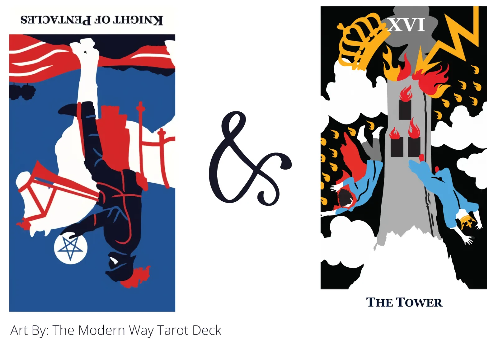 knight of pentacles reversed and the tower tarot cards together