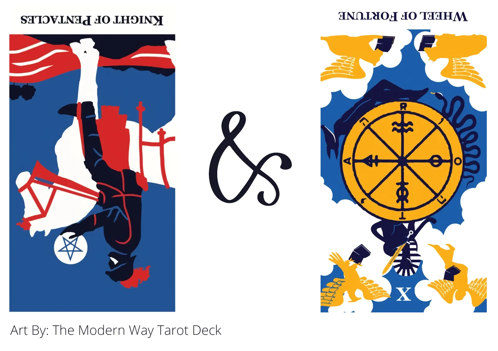 knight of pentacles reversed and wheel of fortune reversed tarot cards together