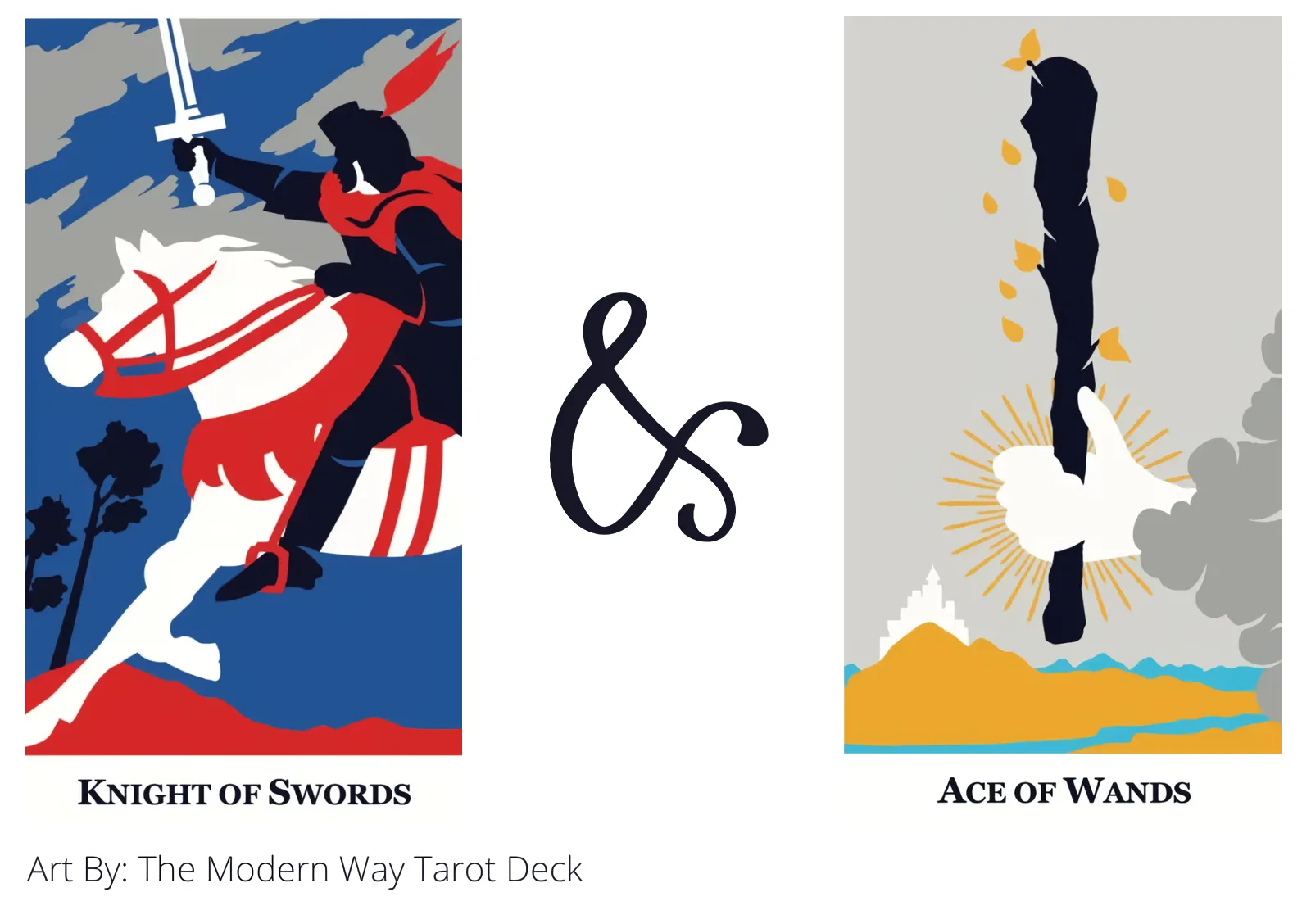 knight of swords and ace of wands tarot cards together