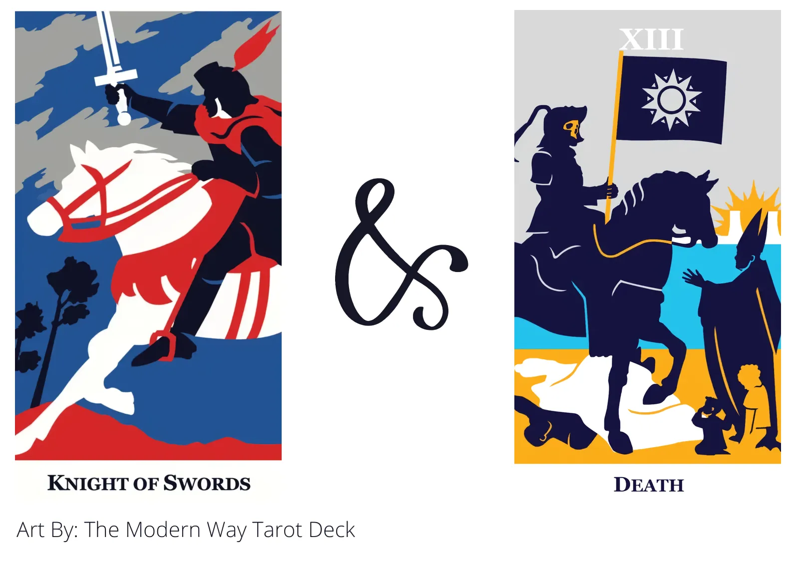 knight of swords and death tarot cards together