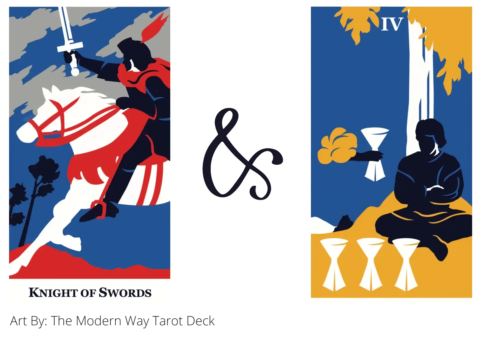 knight of swords and four of cups tarot cards together