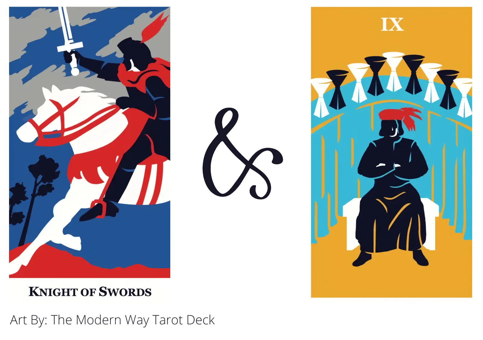 knight of swords and nine of cups tarot cards together