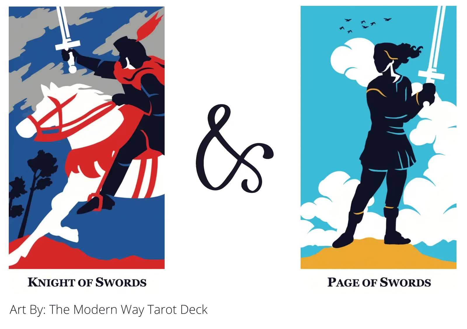 knight of swords and page of swords tarot cards together