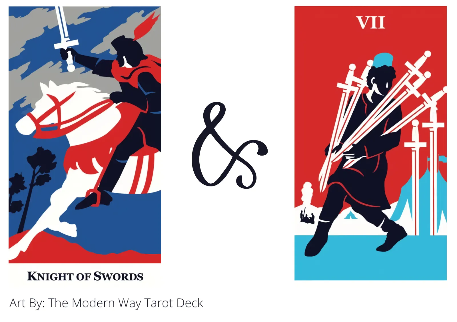 knight of swords and seven of swords tarot cards together