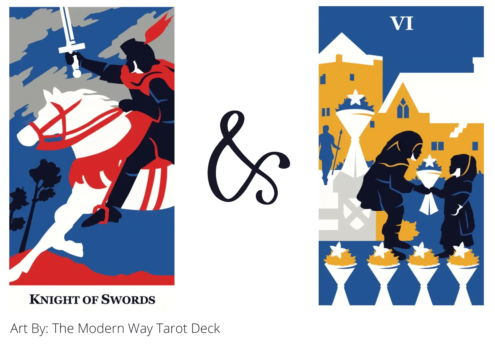 knight of swords and six of cups tarot cards together