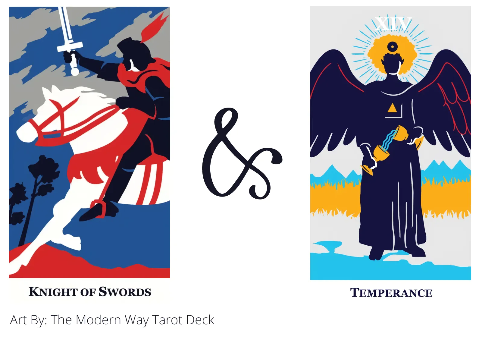 knight of swords and temperance tarot cards together