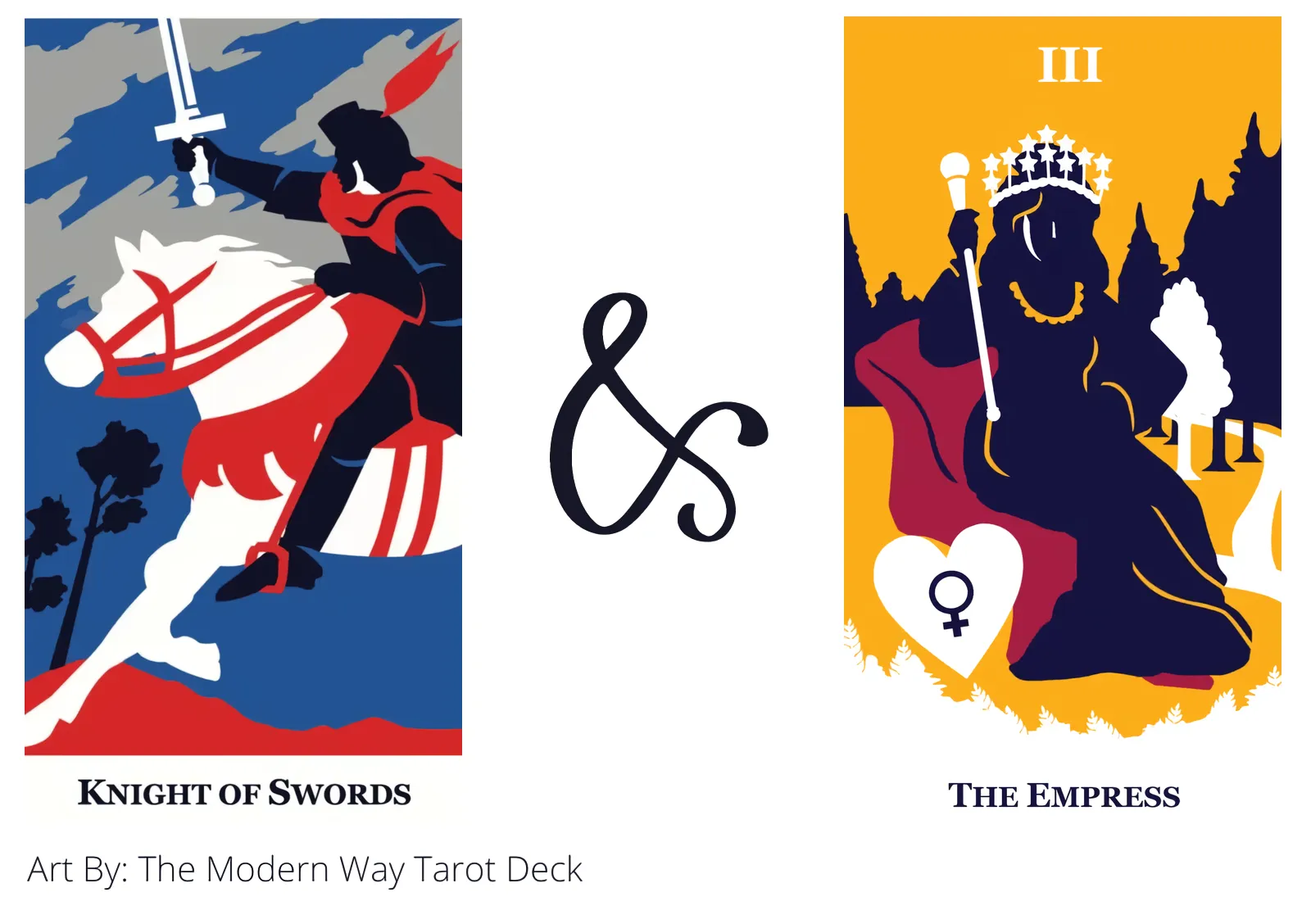 knight of swords and the empress tarot cards together
