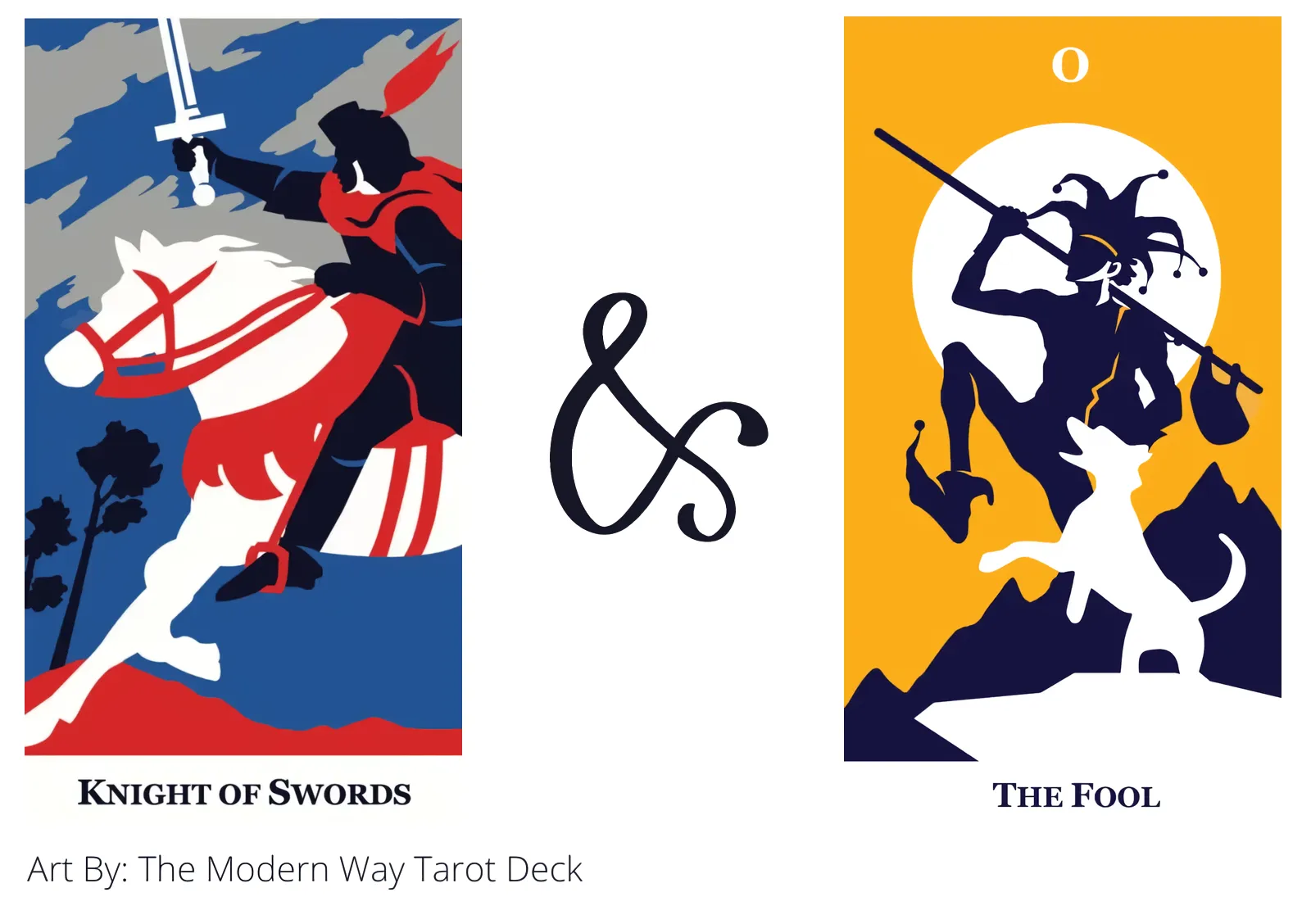 knight of swords and the fool tarot cards together