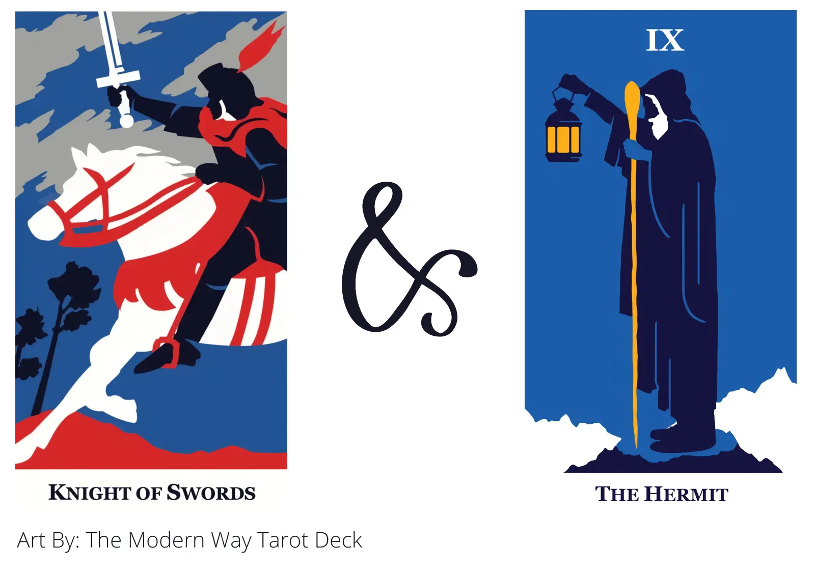 knight of swords and the hermit tarot cards together