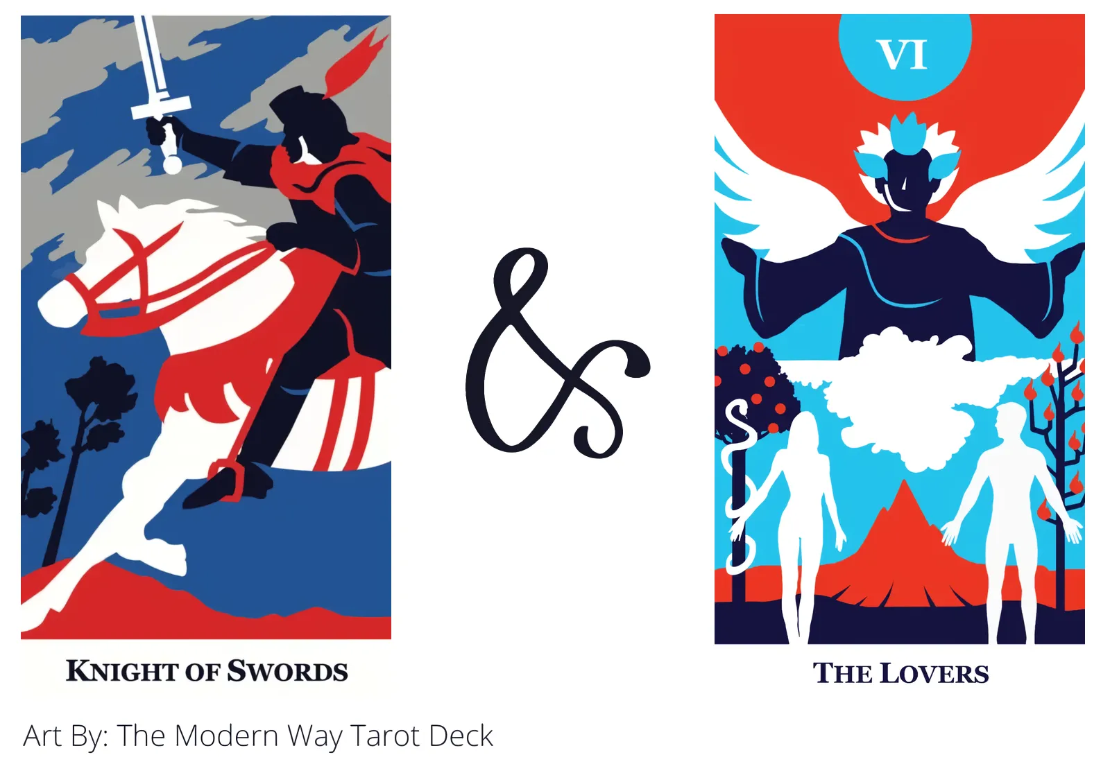 knight of swords and the lovers tarot cards together