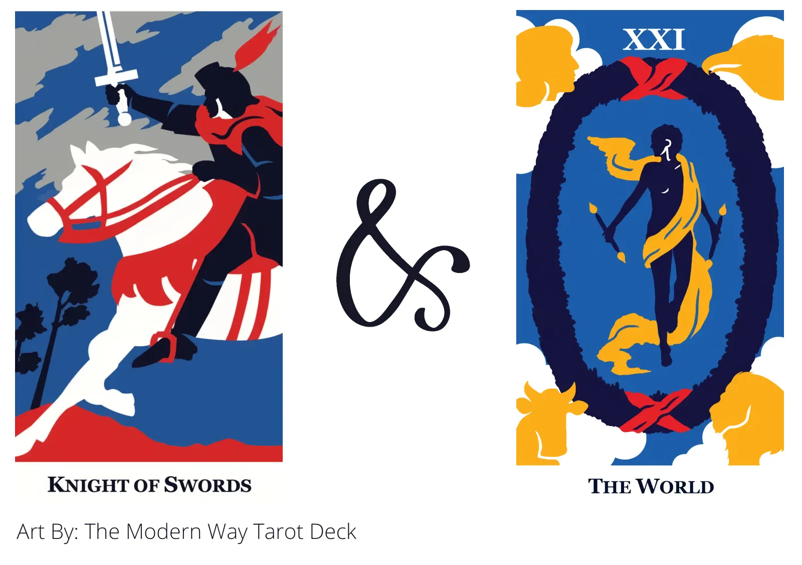knight of swords and the world tarot cards together