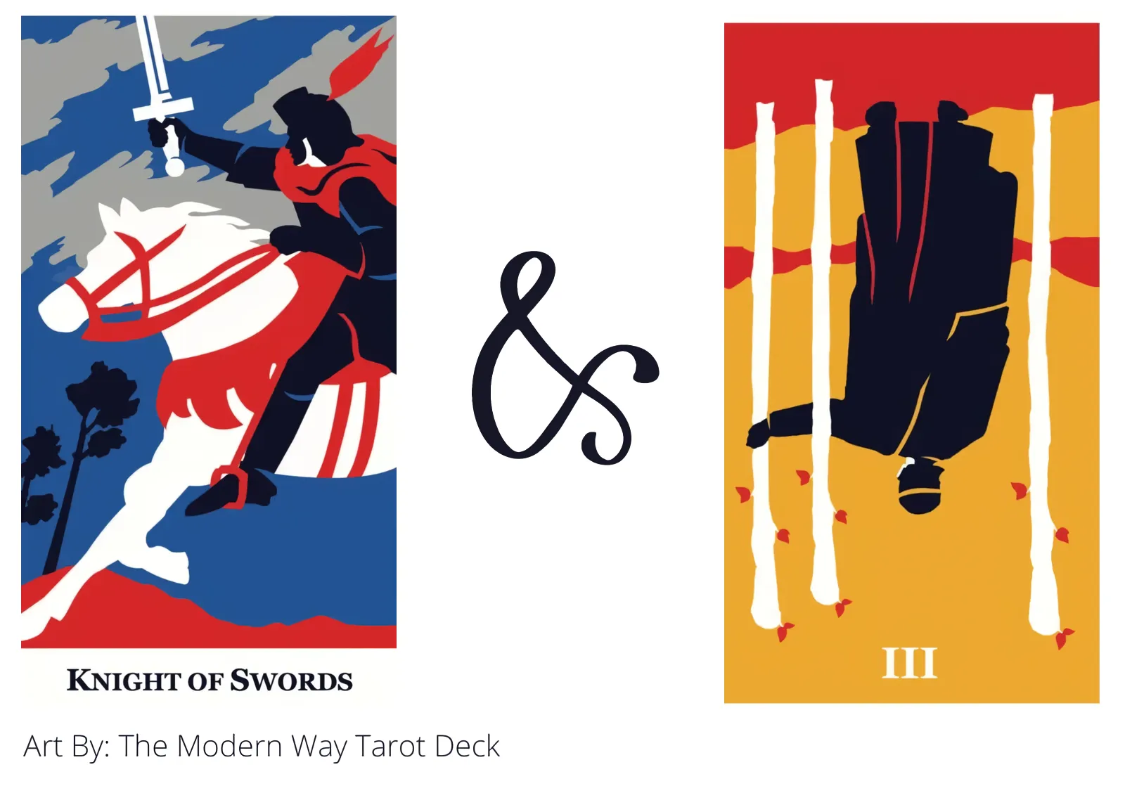 knight of swords and three of wands reversed tarot cards together
