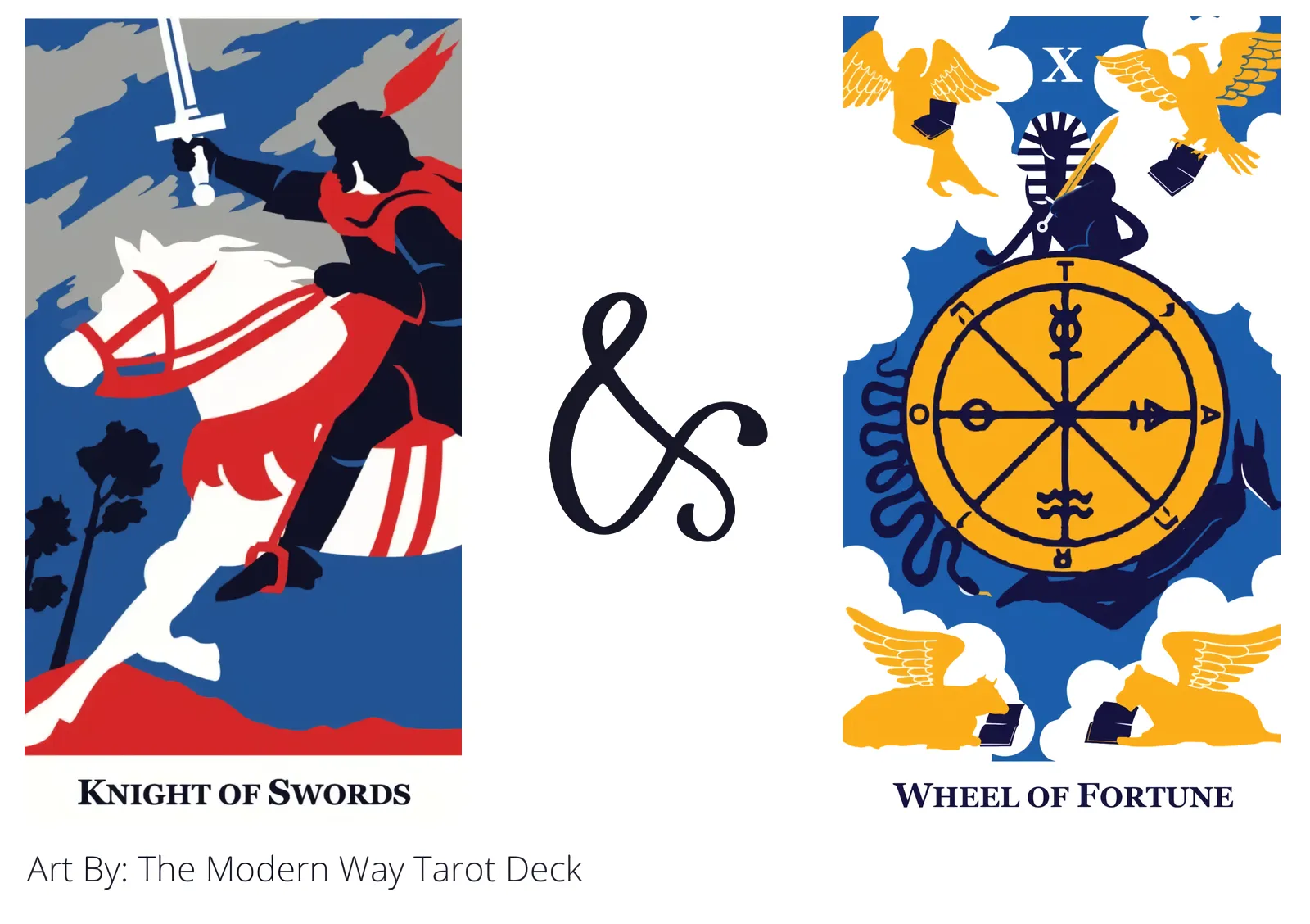 knight of swords and wheel of fortune tarot cards together