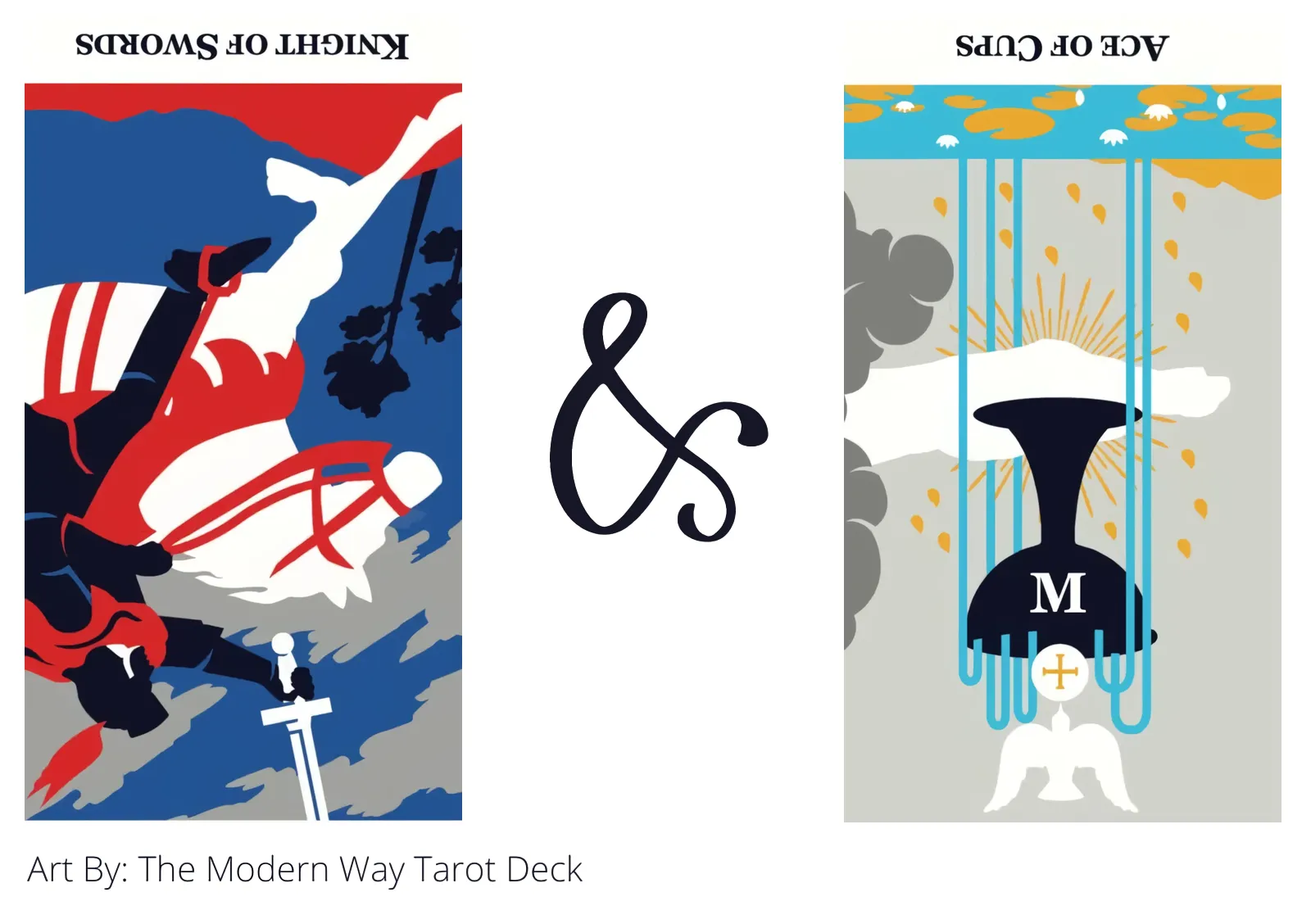 knight of swords reversed and ace of cups reversed tarot cards together