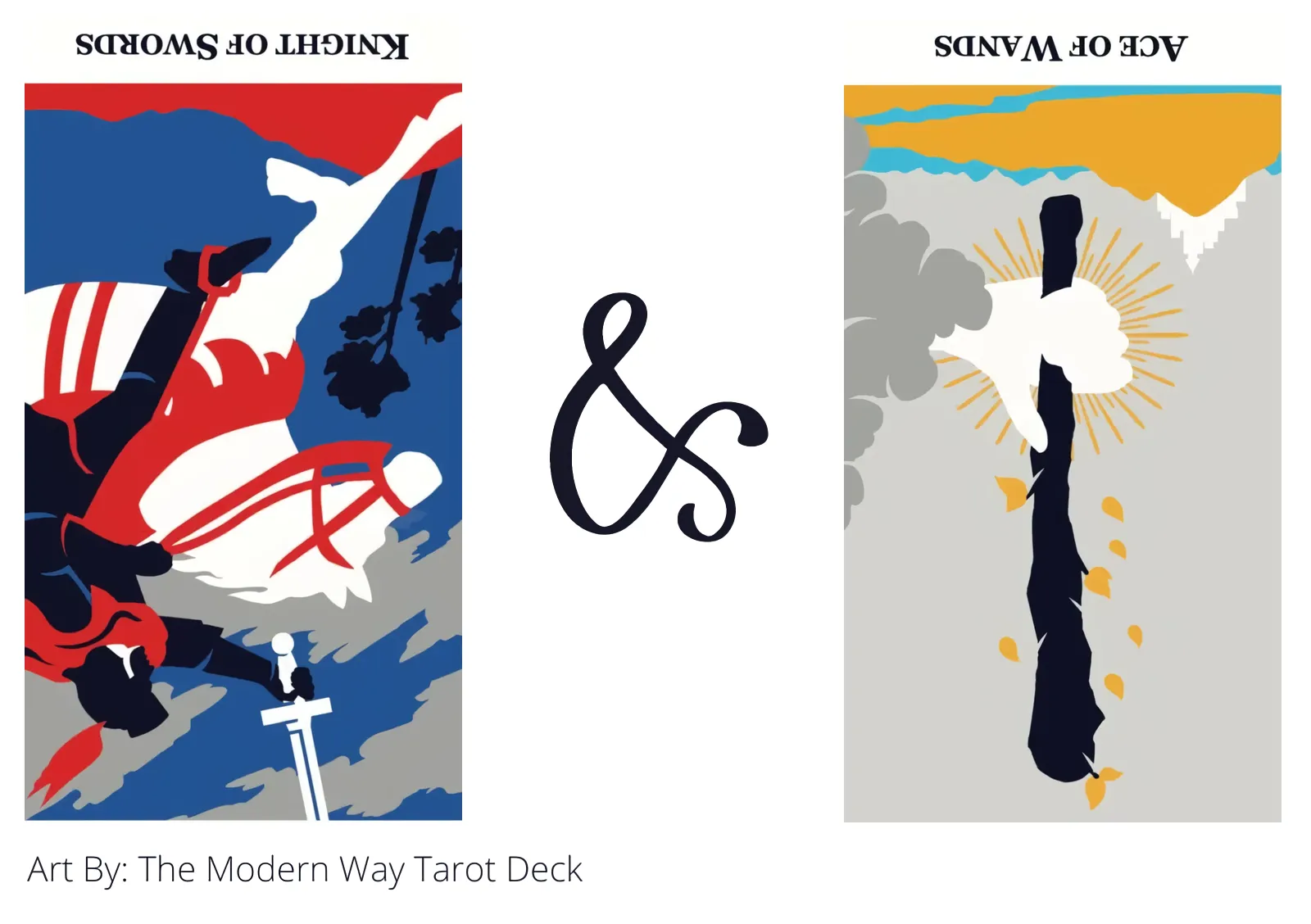 knight of swords reversed and ace of wands reversed tarot cards together