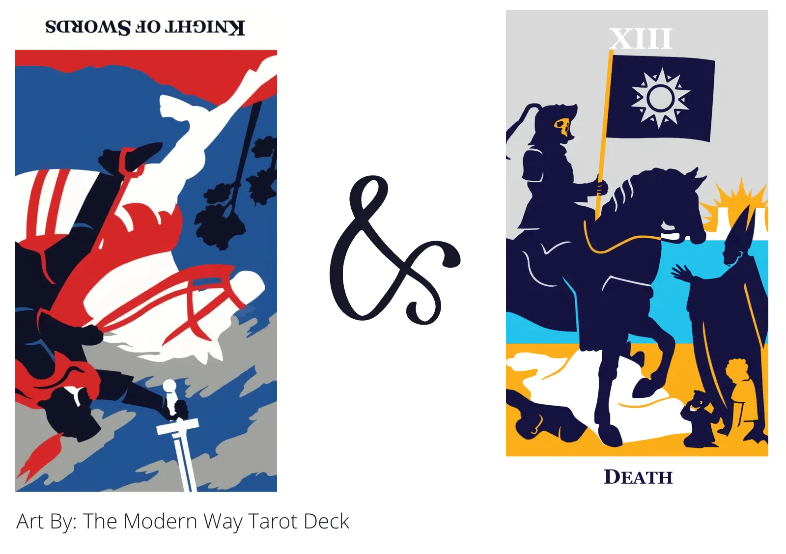 knight of swords reversed and death tarot cards together