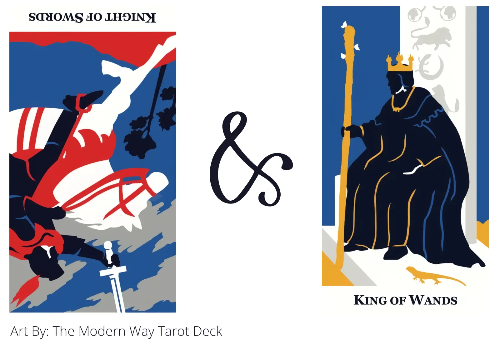 knight of swords reversed and king of wands tarot cards together