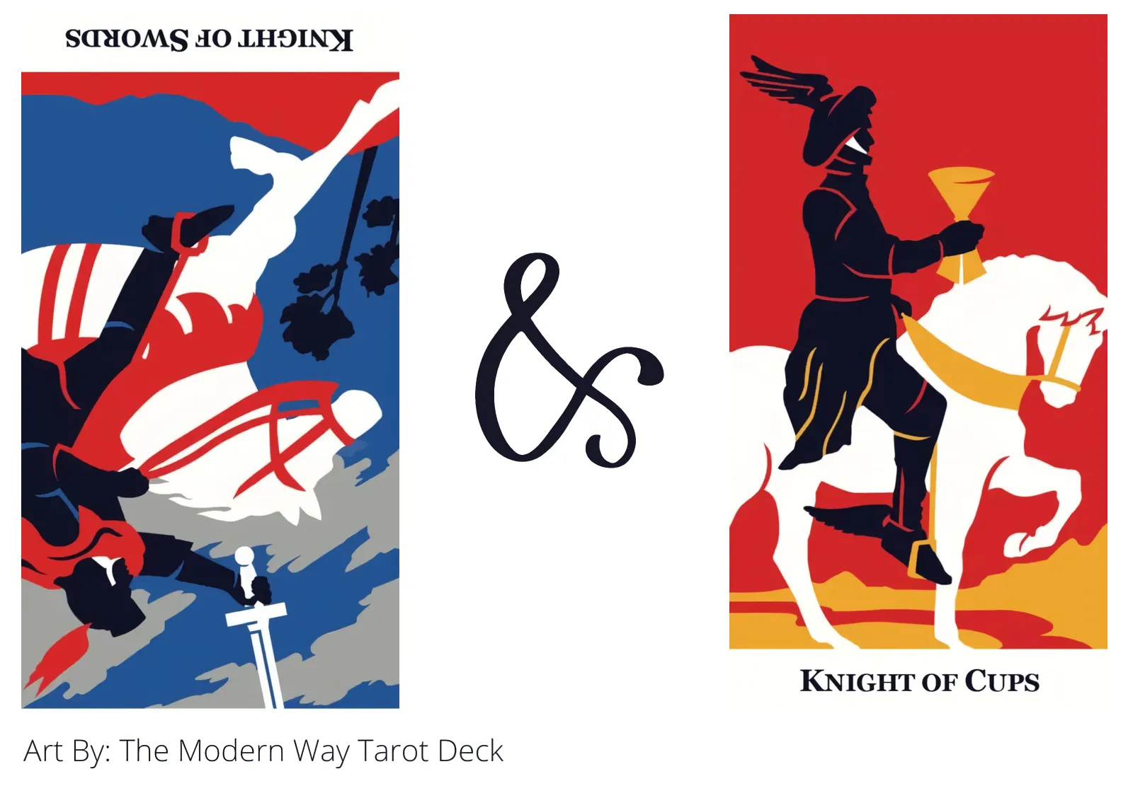 knight of swords reversed and knight of cups tarot cards together