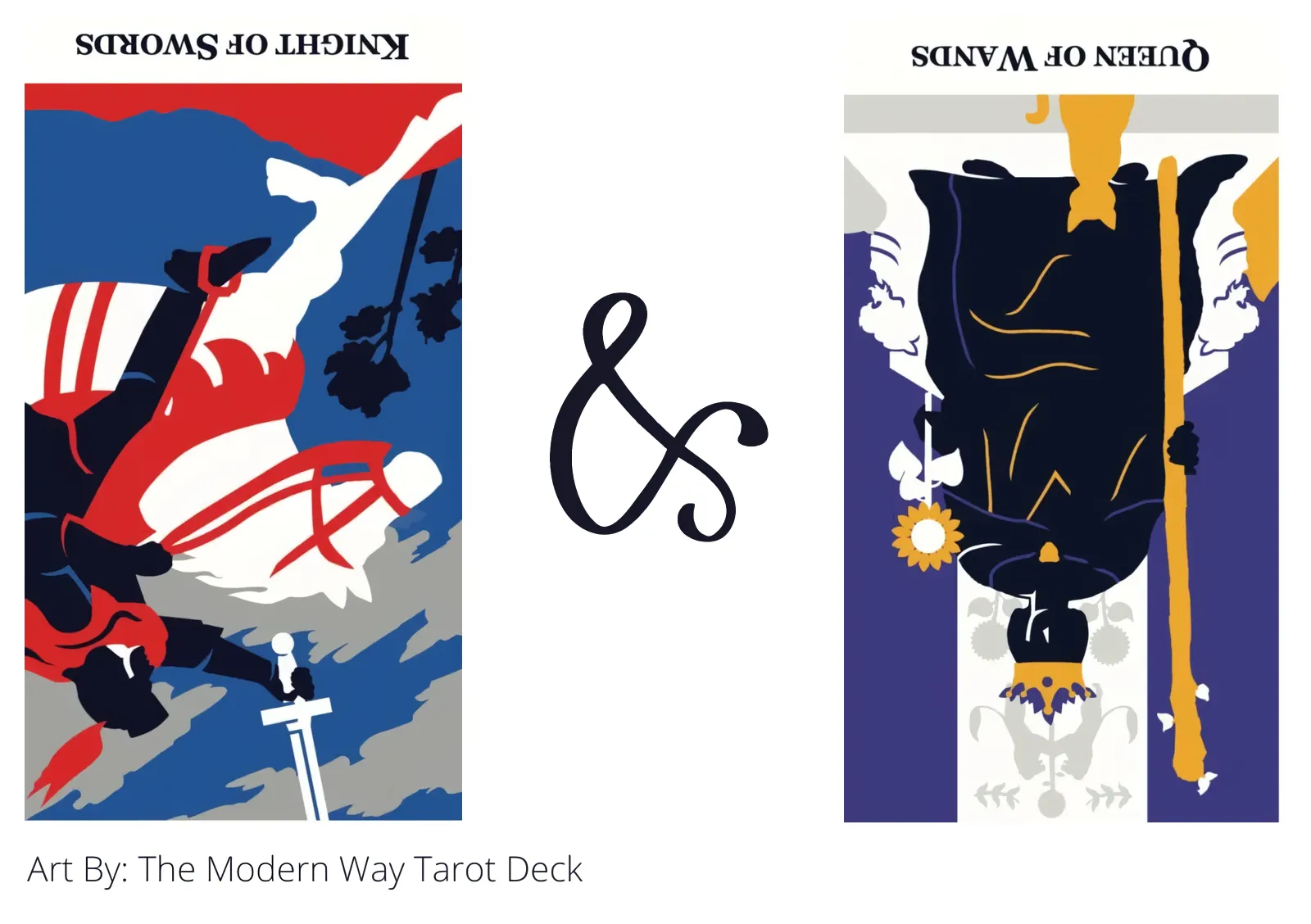 knight of swords reversed and queen of wands reversed tarot cards together