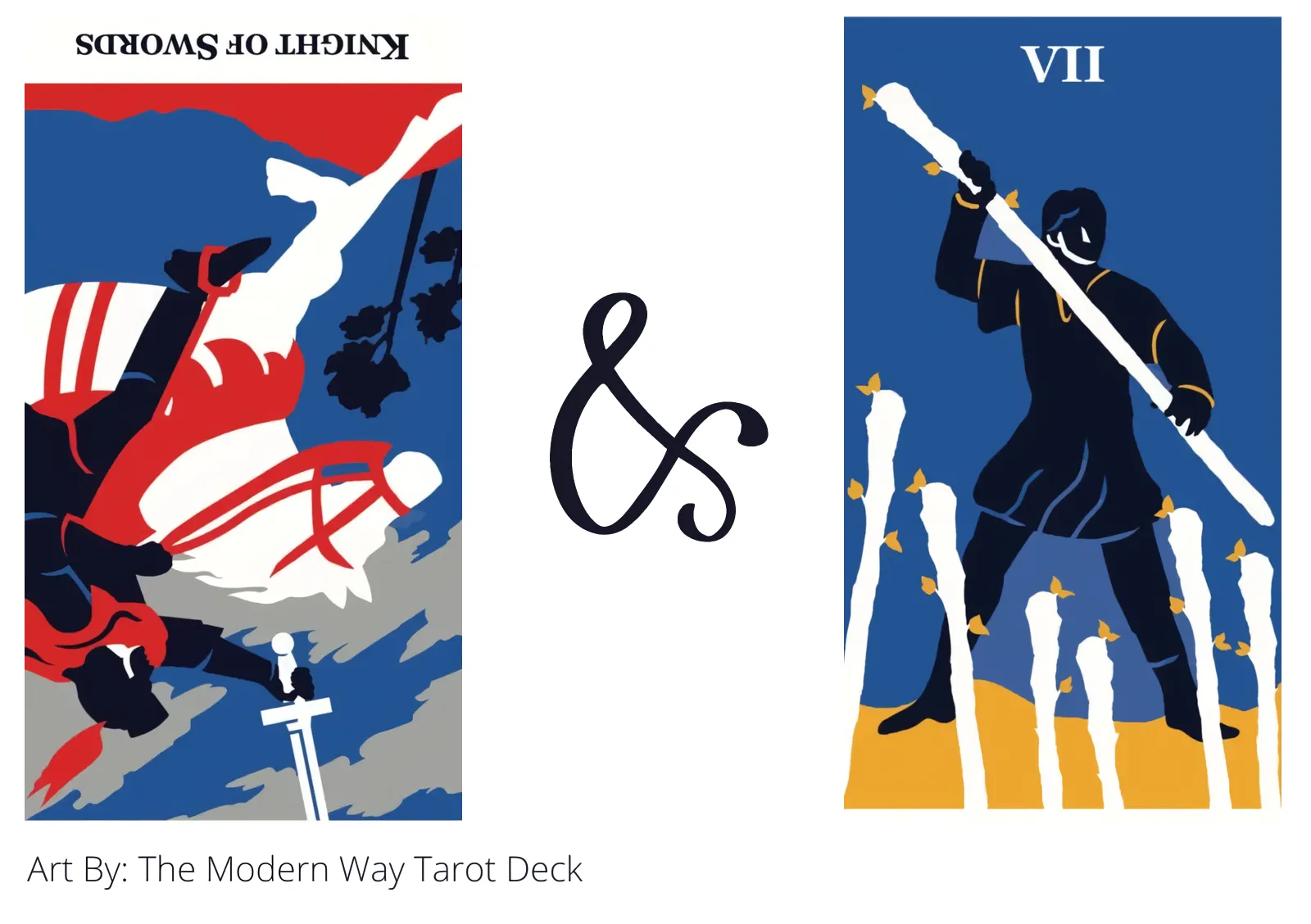 knight of swords reversed and seven of wands tarot cards together