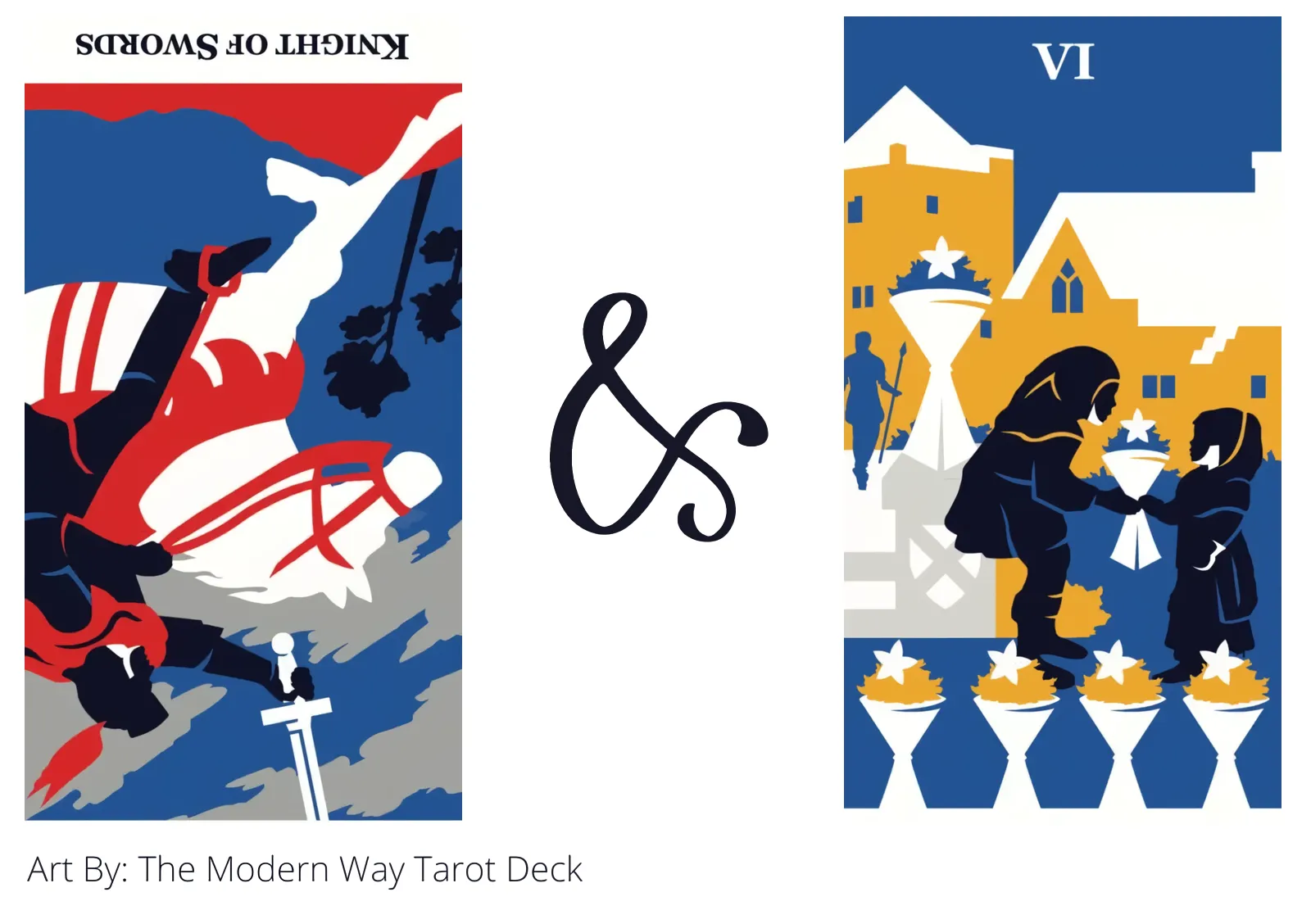 knight of swords reversed and six of cups tarot cards together