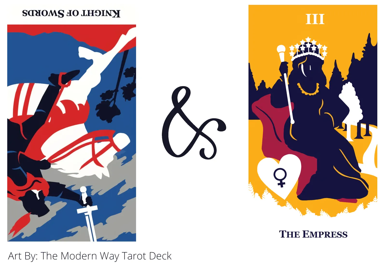 knight of swords reversed and the empress tarot cards together