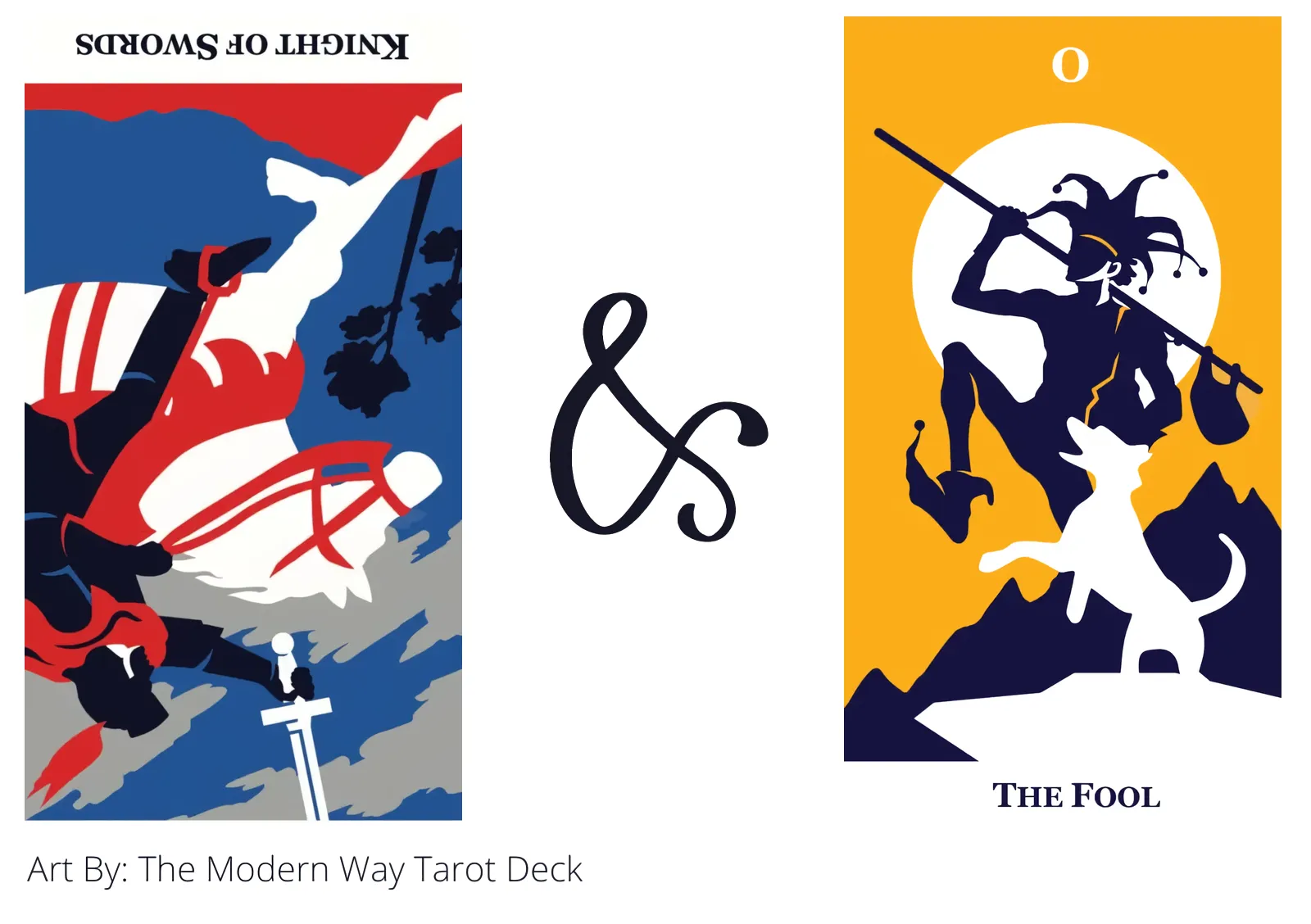 knight of swords reversed and the fool tarot cards together