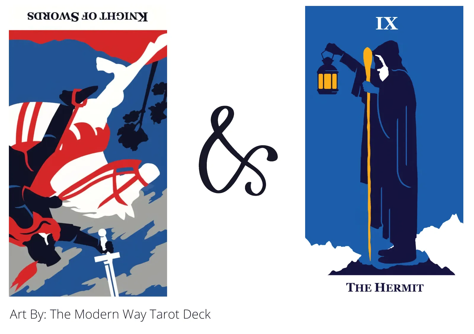 knight of swords reversed and the hermit tarot cards together