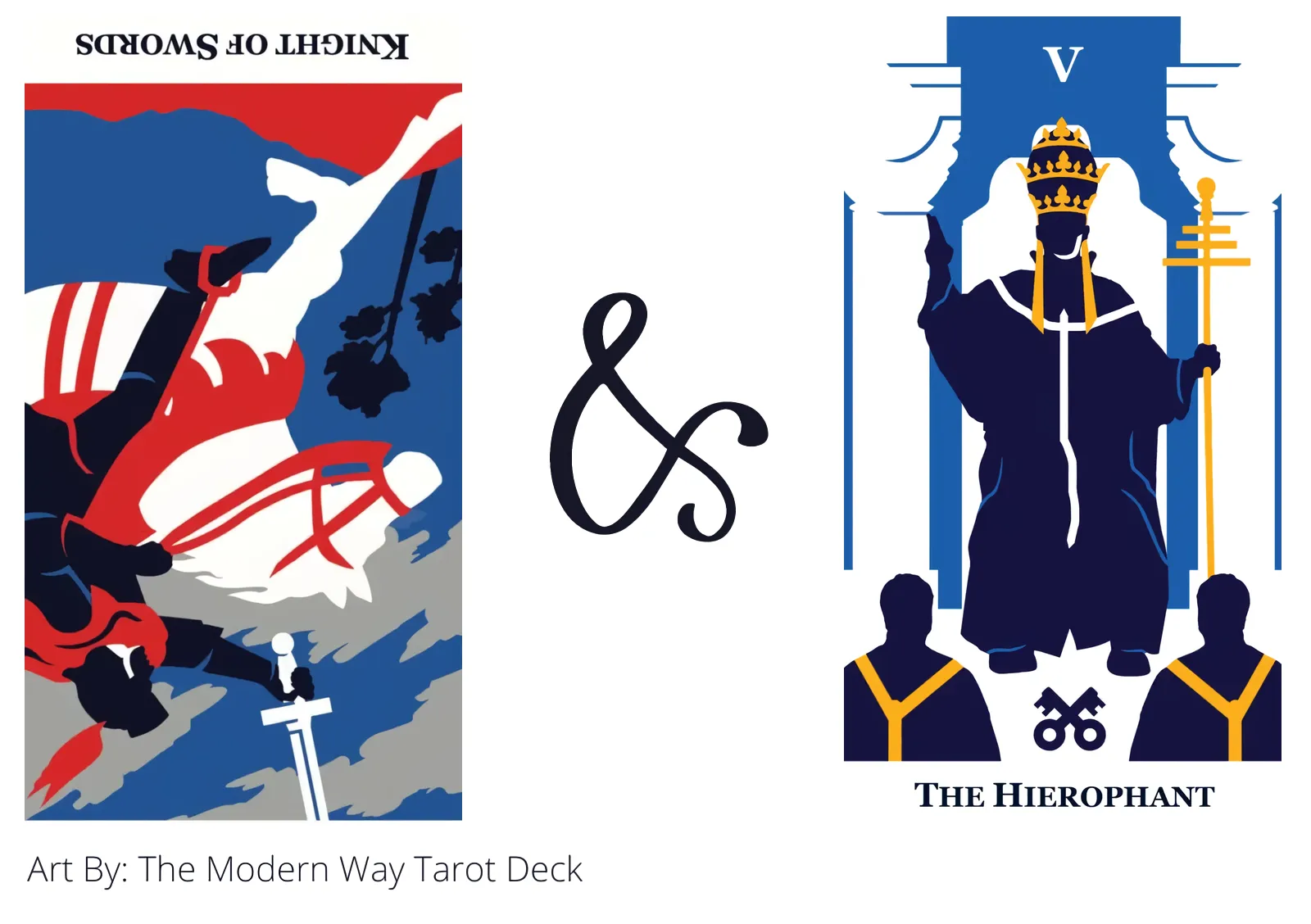 knight of swords reversed and the hierophant tarot cards together