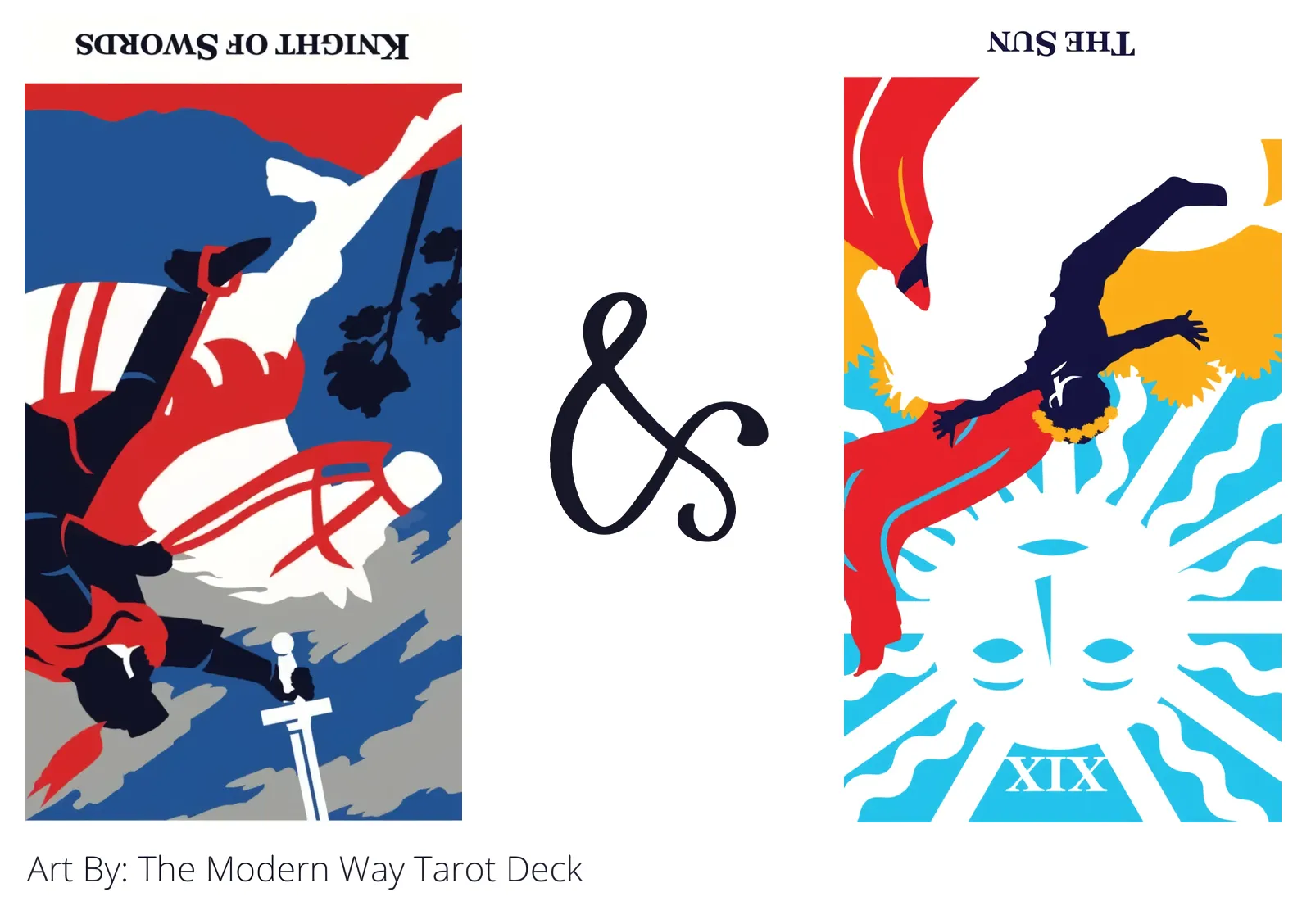 knight of swords reversed and the sun reversed tarot cards together