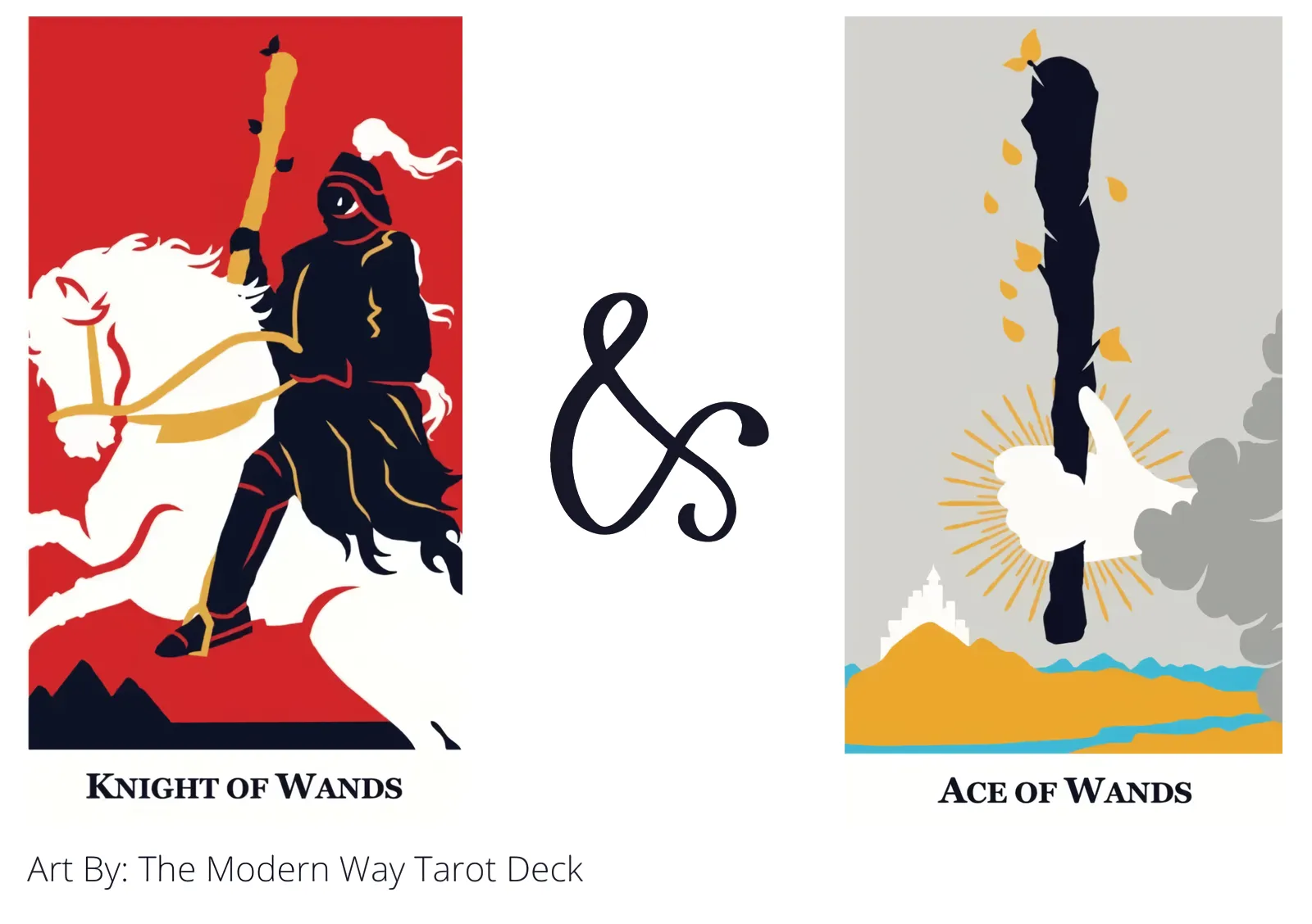 knight of wands and ace of wands tarot cards together