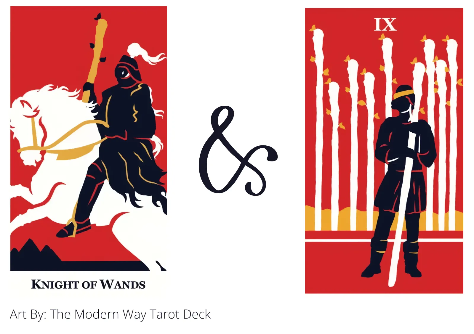 knight of wands and nine of wands tarot cards together