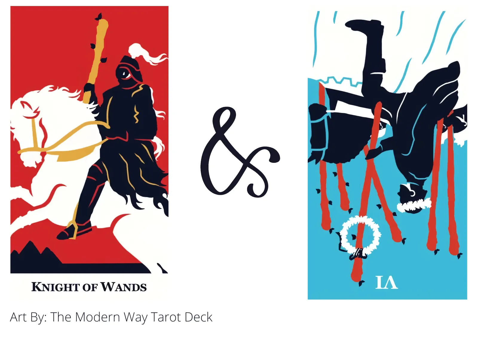 knight of wands and six of wands reversed tarot cards together