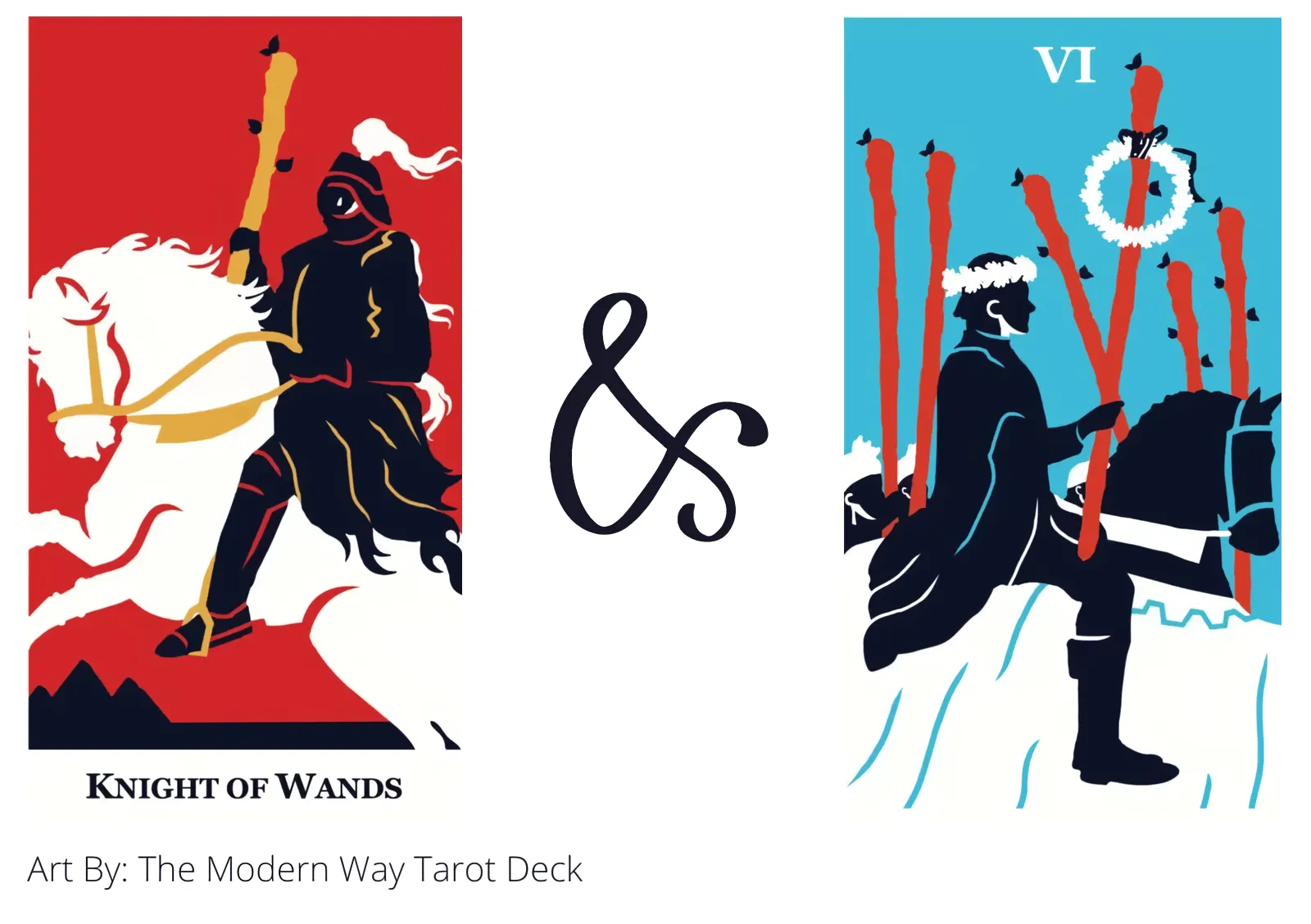 knight of wands and six of wands tarot cards together