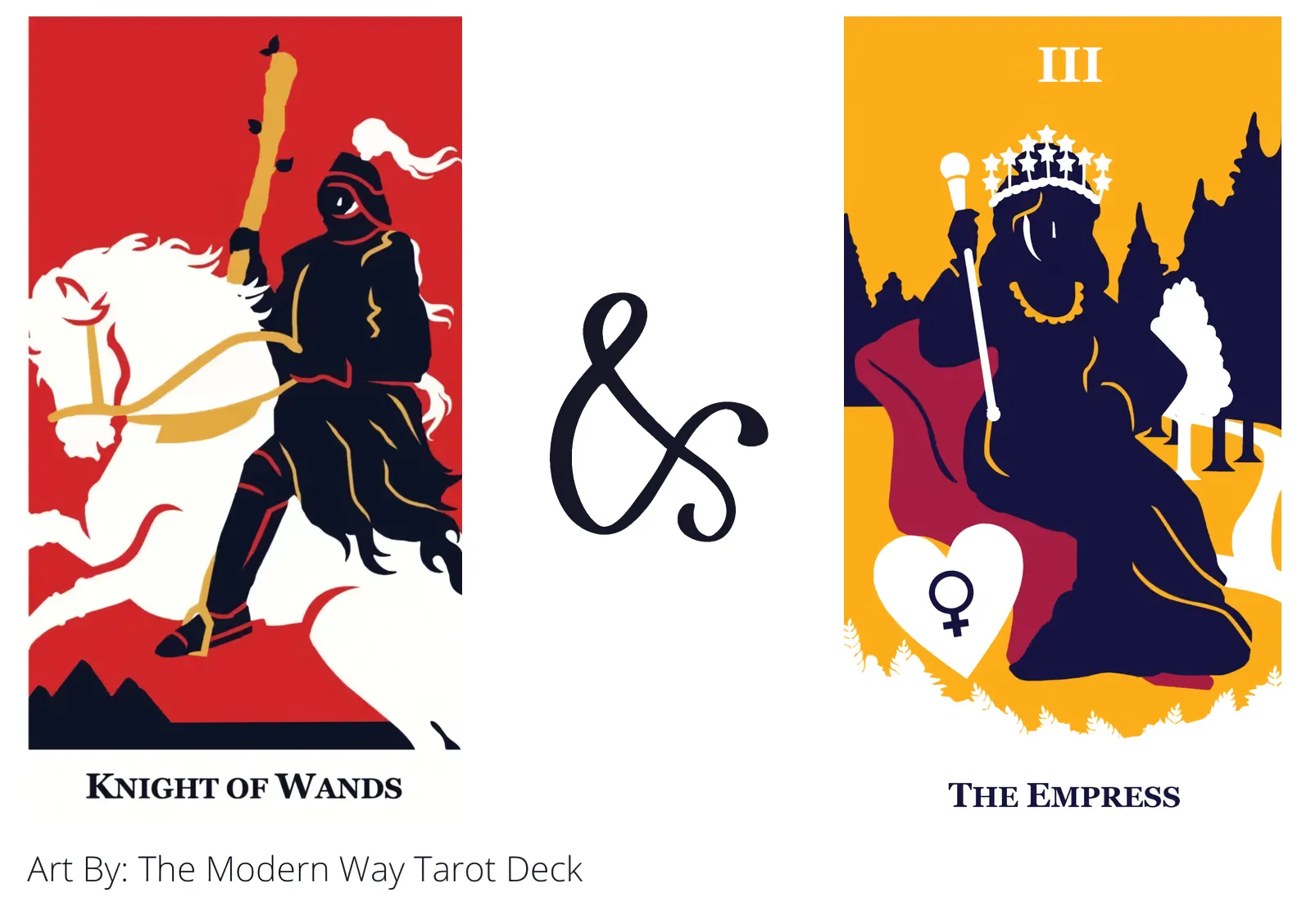 knight of wands and the empress tarot cards together