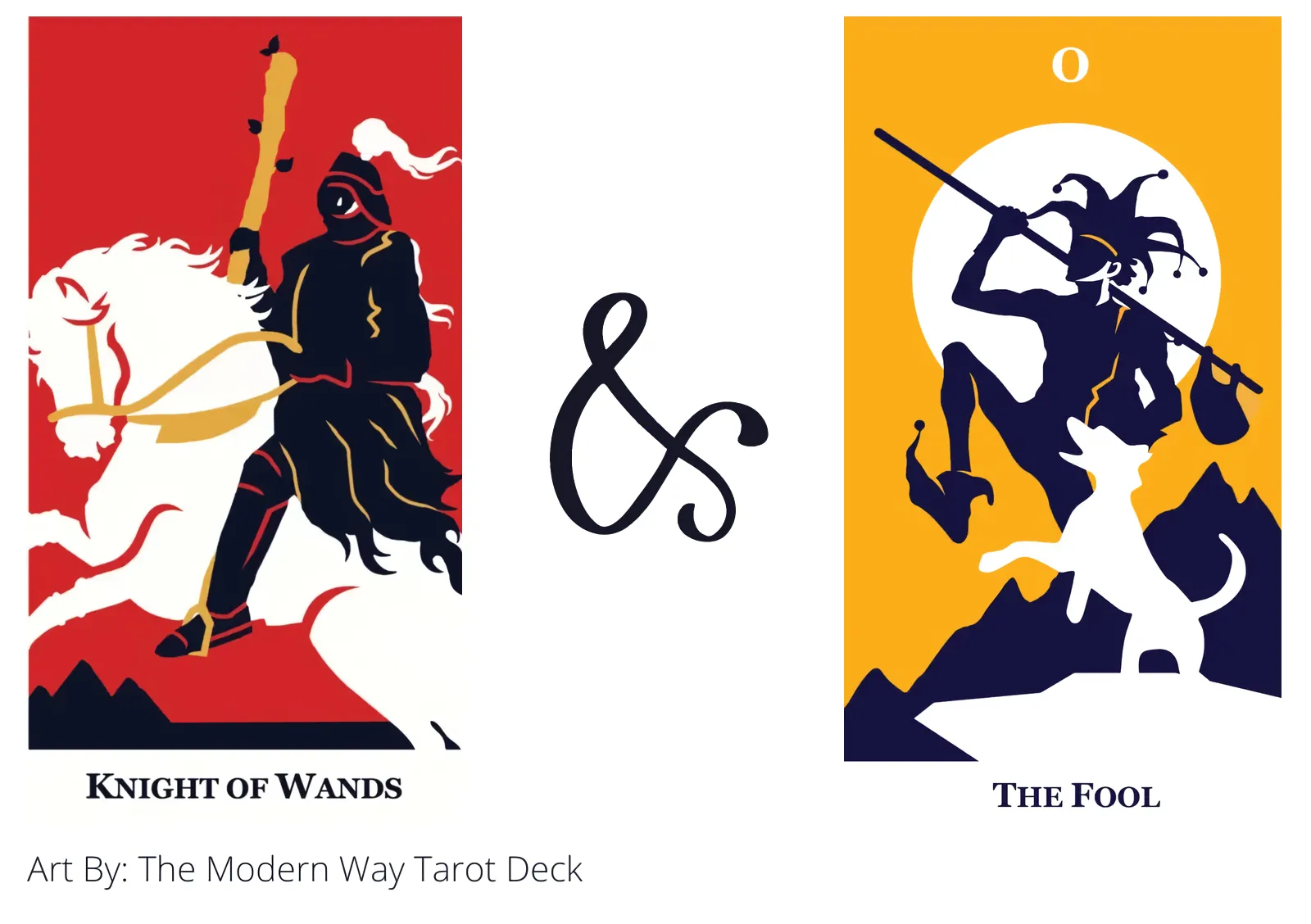 knight of wands and the fool tarot cards together