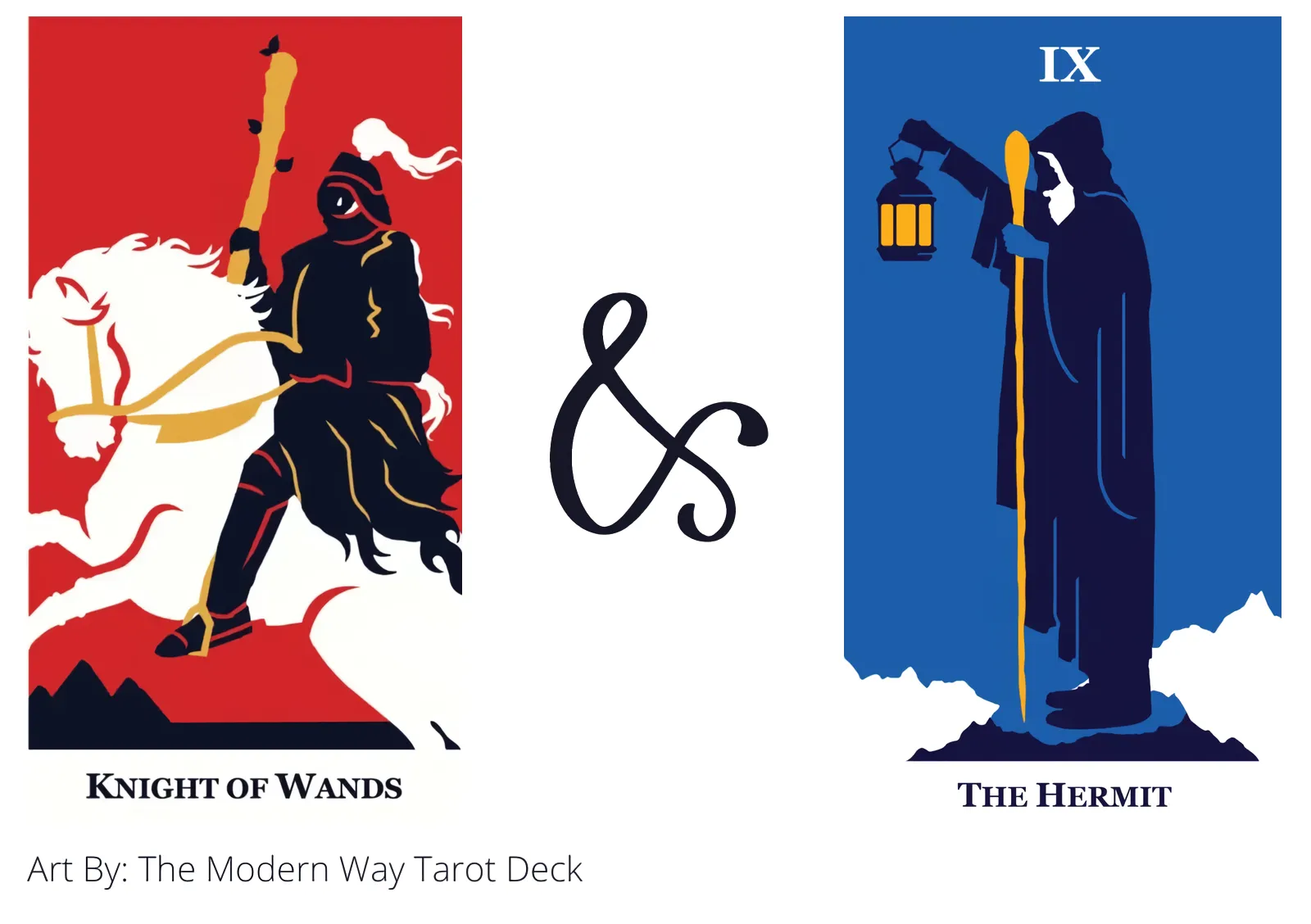 knight of wands and the hermit tarot cards together