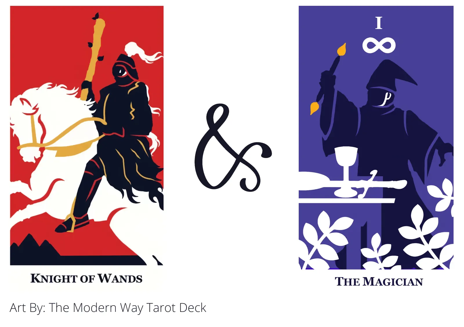 knight of wands and the magician tarot cards together