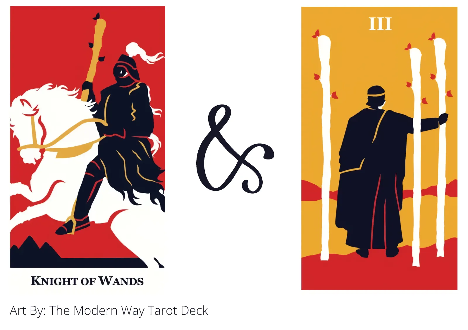 knight of wands and three of wands tarot cards together