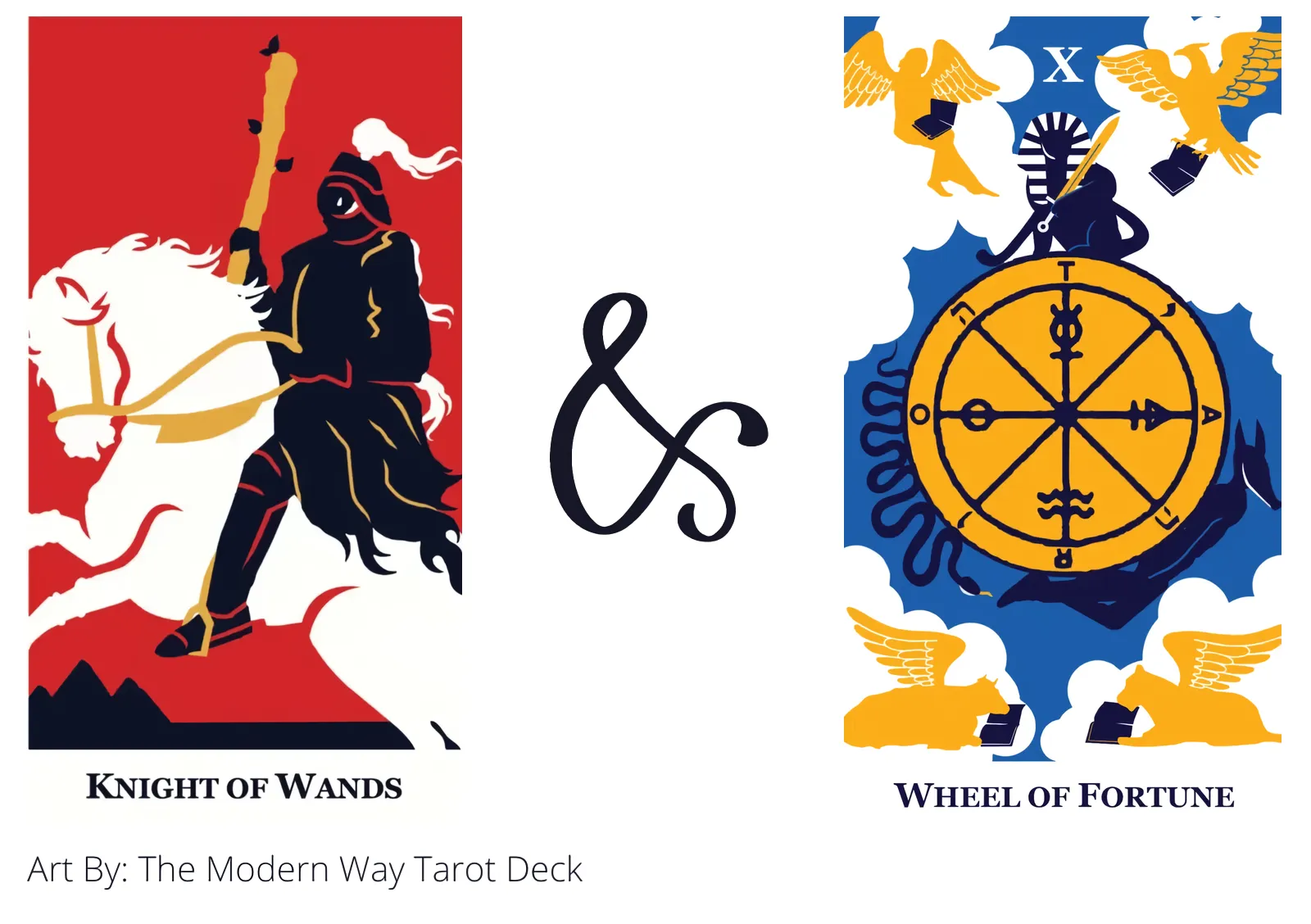 knight of wands and wheel of fortune tarot cards together