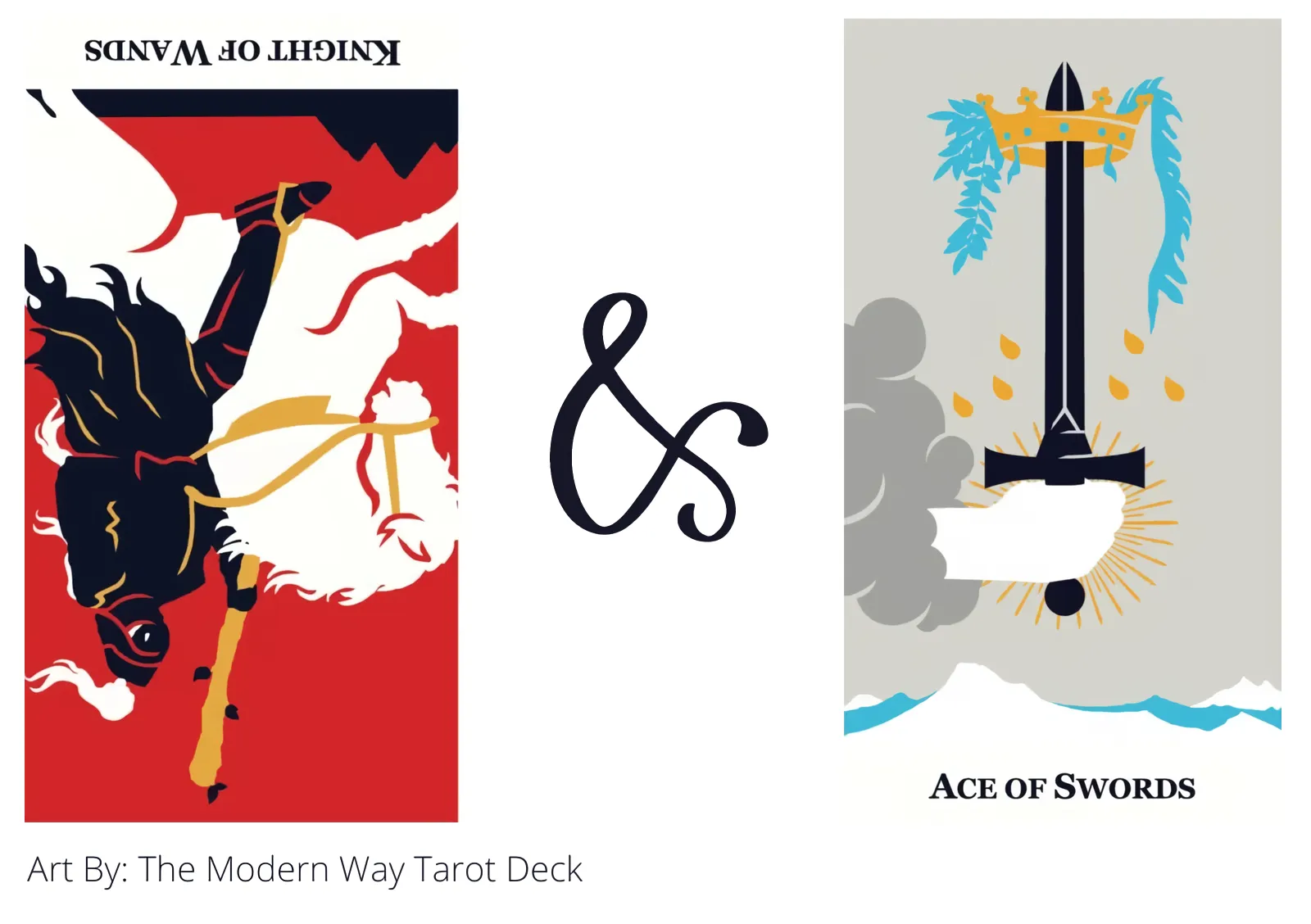 knight of wands reversed and ace of swords tarot cards together